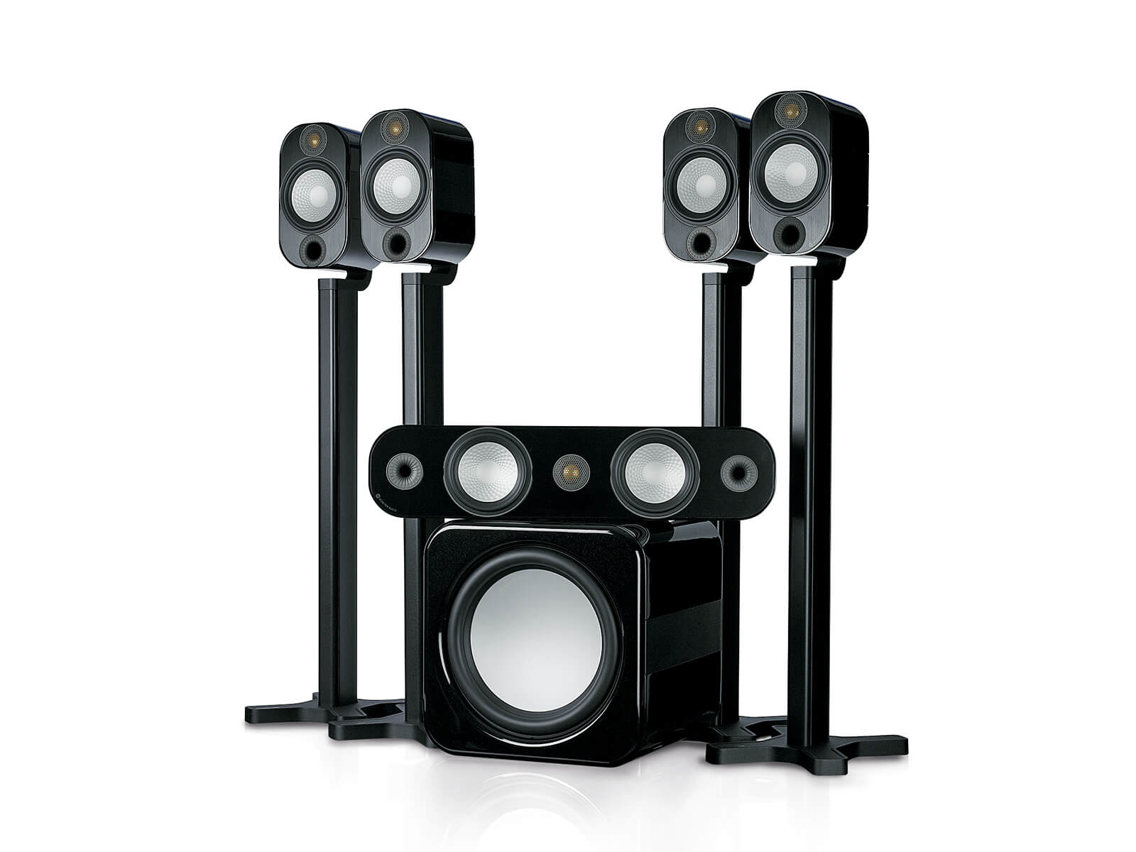 Apex A10AV12 speaker system, with a metallic black high gloss finish.