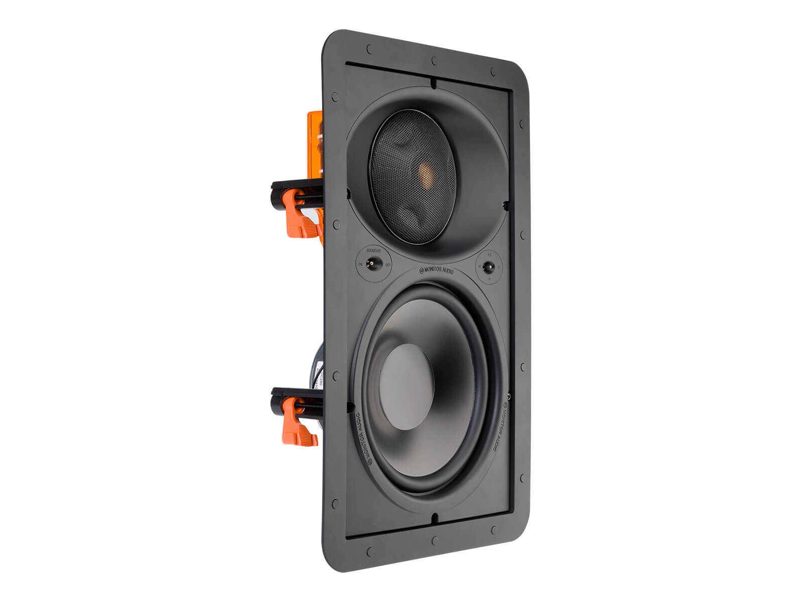 Core W280-IDC, front ISO, grille-less in-wall speakers.