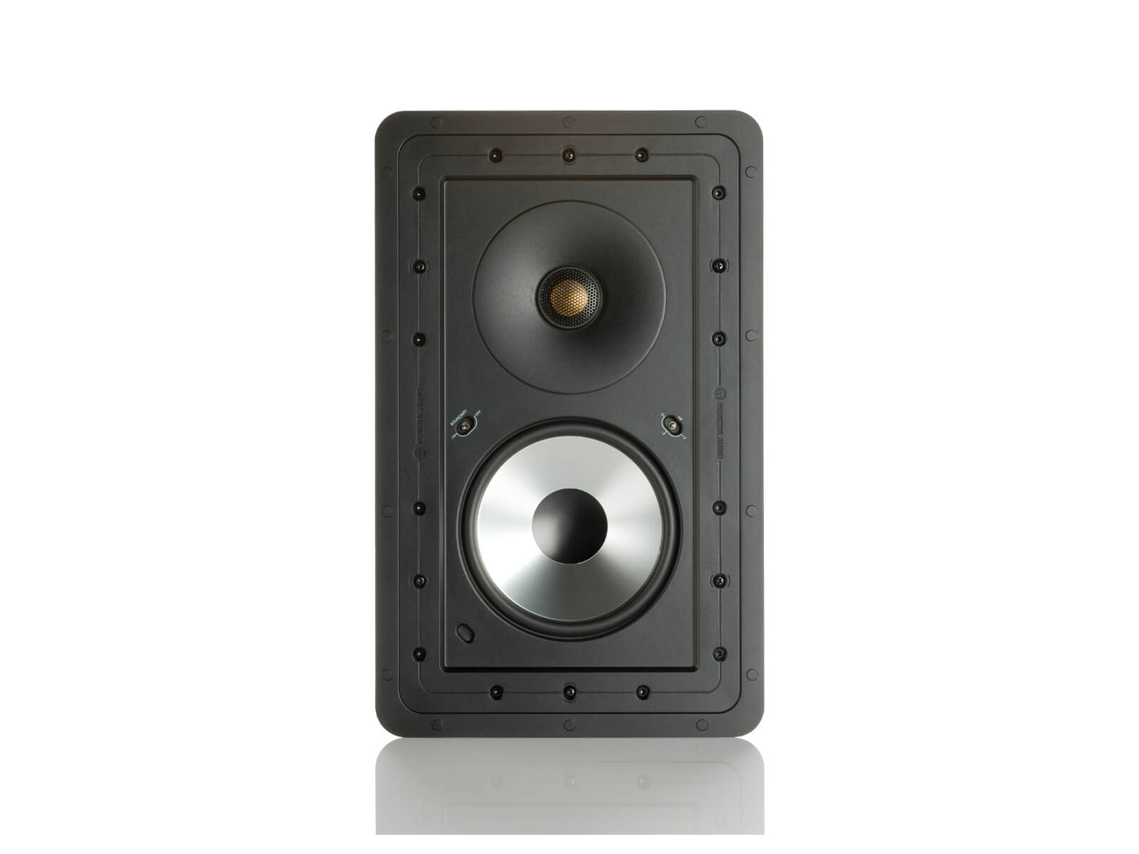 Controlled Performance CP-WT260, front-on, grille-less in-wall speakers.