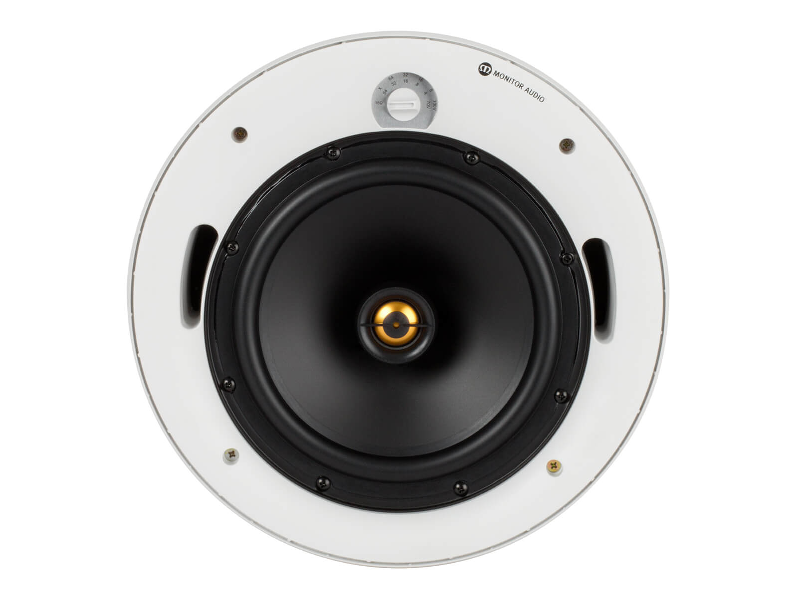 Pro-80LV, front-on, grille-less in-ceiling speakers.