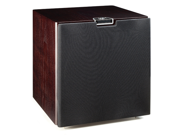 Gold W15 subwoofer, featuring a grille and a dark walnut real wood veneer finish.