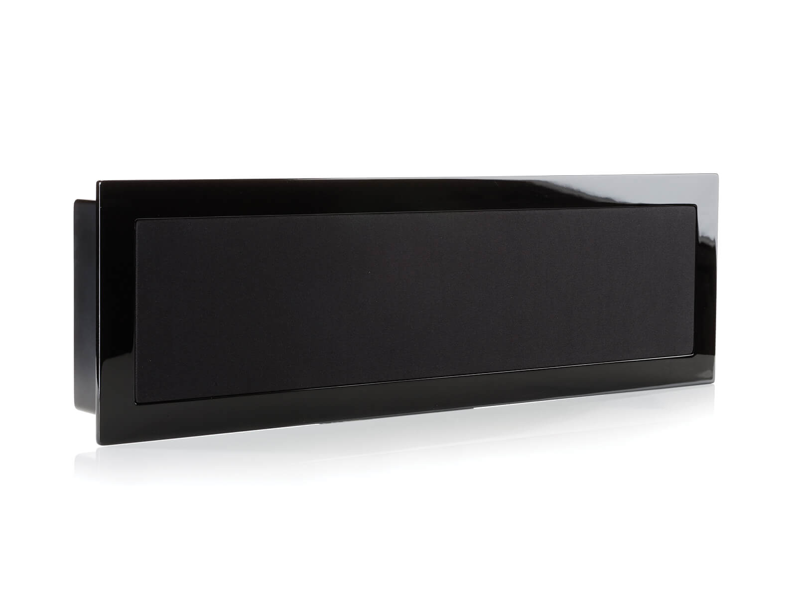 SoundFrame SF1, on-wall speakers, horizontal with a high gloss black lacquer finish.