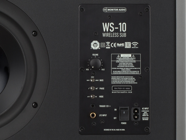 WS-10 subwoofer, with ASB-10 active Soundbar, WT-1 transmitter and WR-1 receiver.
