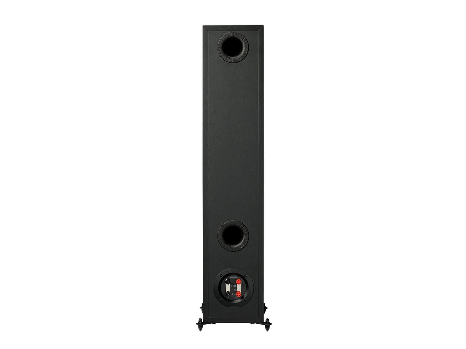 Monitor 200, floorstanding speakers, rear in a black finish.
