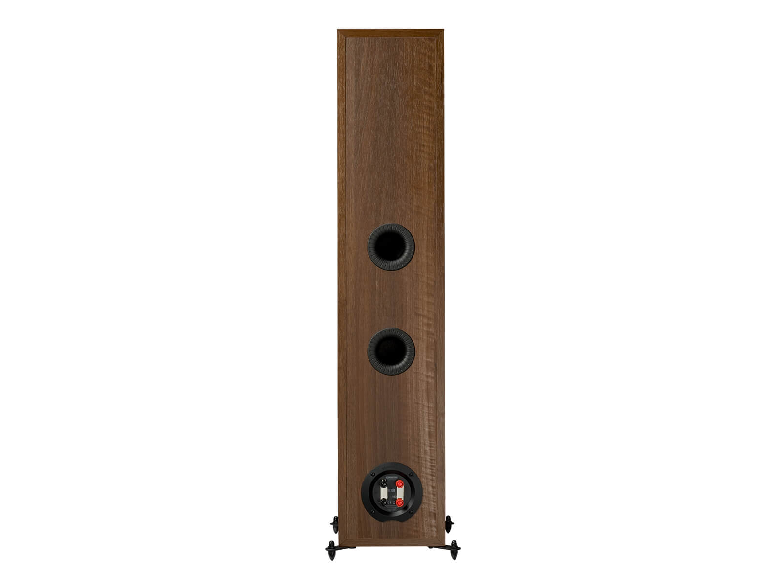 Monitor 300, floorstanding speakers, rear in a walnut vinyl finish.