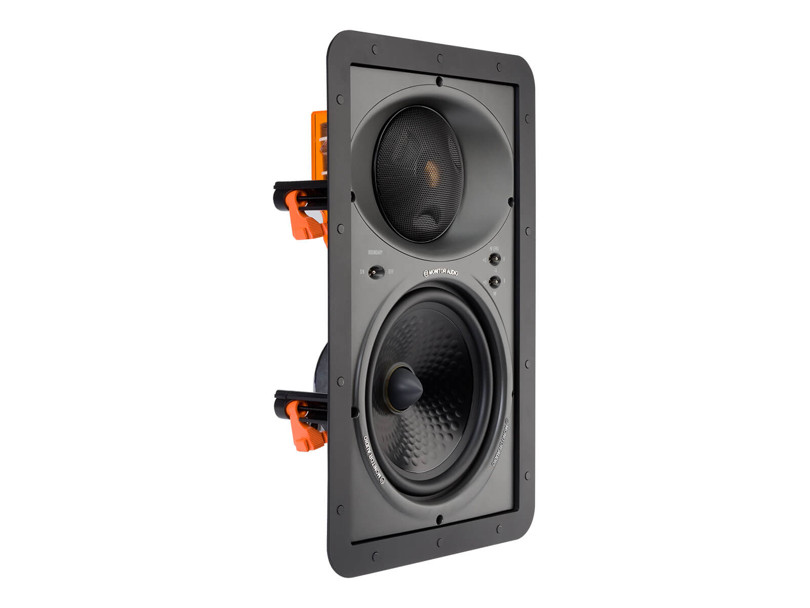 Core W380-IDC, front ISO, grille-less in-wall speakers.