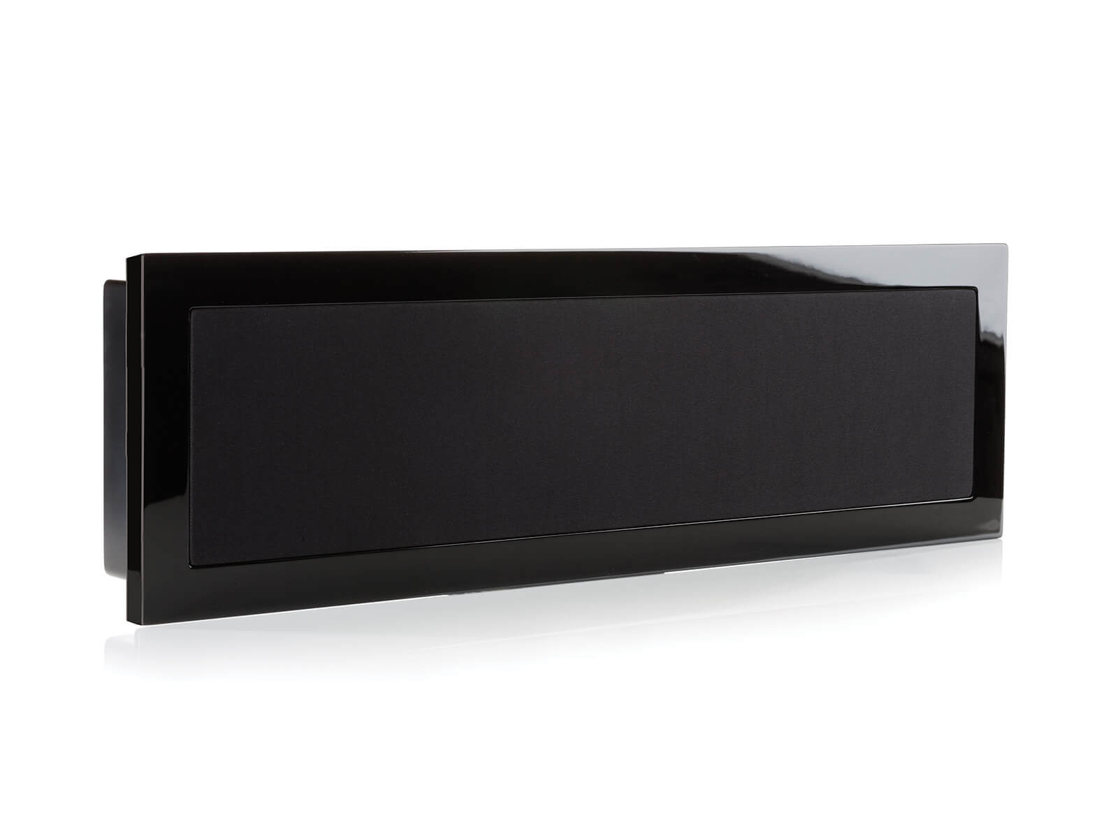 SoundFrame SF2, in-wall speakers, horizontal with a high gloss black lacquer finish.